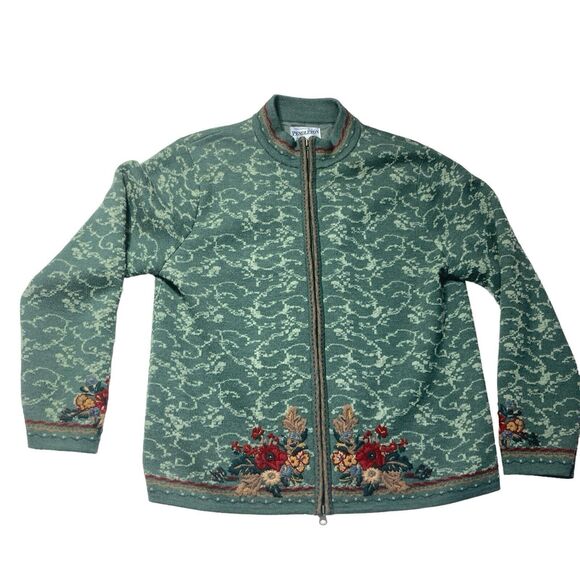 Pendleton Cardigan Womens L Green Embroidered Wool‎ Blend Cozy Soft Grandma - Picture 1 of 7